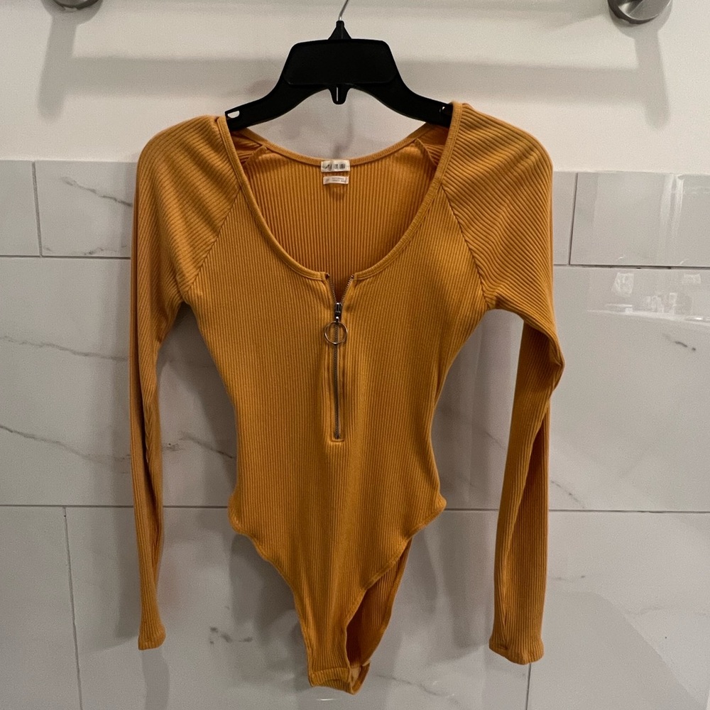 Urban Outfitters Mustard Zip Body Suit. Amazing Condition!!